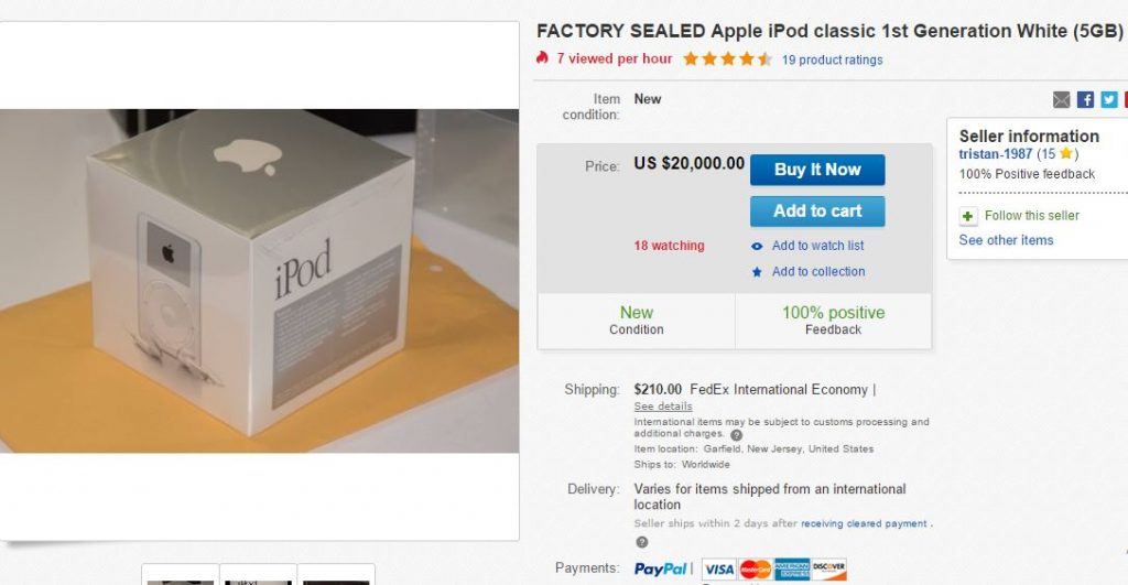 Unopened First Gen Apple Ipod Carries Hefty $200,000 Price on eBay ...