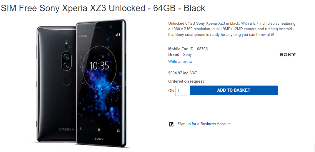 lekkage String string Een goede vriend Sony Xperia XZ3 specs and price appears on online retailer site - Gizmochina