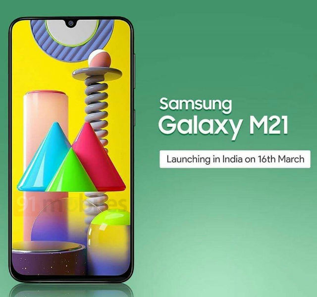 Samsung Galaxy M21 Leaked Poster Reveals Front Design March 16 Launch Date Gizmochina