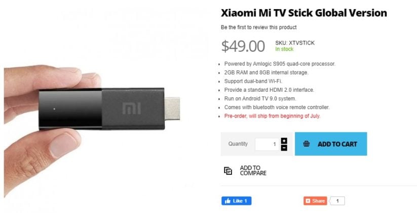 Xiaomi Mi TV Stick with 4K HDR support available for $39 on Giztop