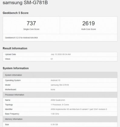 galaxy s20 geekbench 5