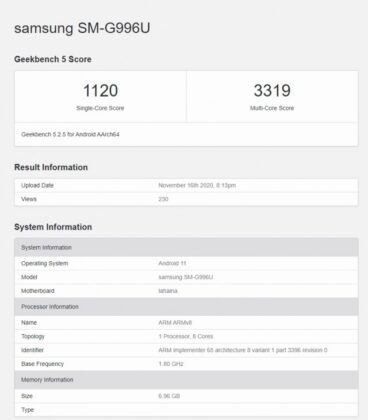 galaxy s21 geekbench 5