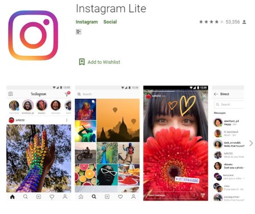 Объем приложения instagram lite для android не превышает 1 мб