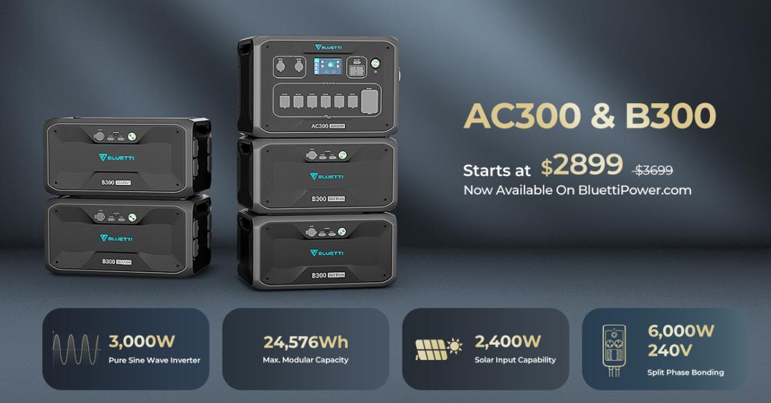 Refurbished: Bluetti AC300 Portable Power Station, 3000W Solar