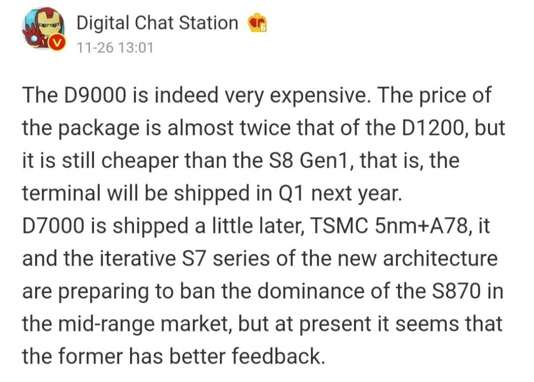 MediaTek Dimensity 9000 will cost nearly twice its predecessor