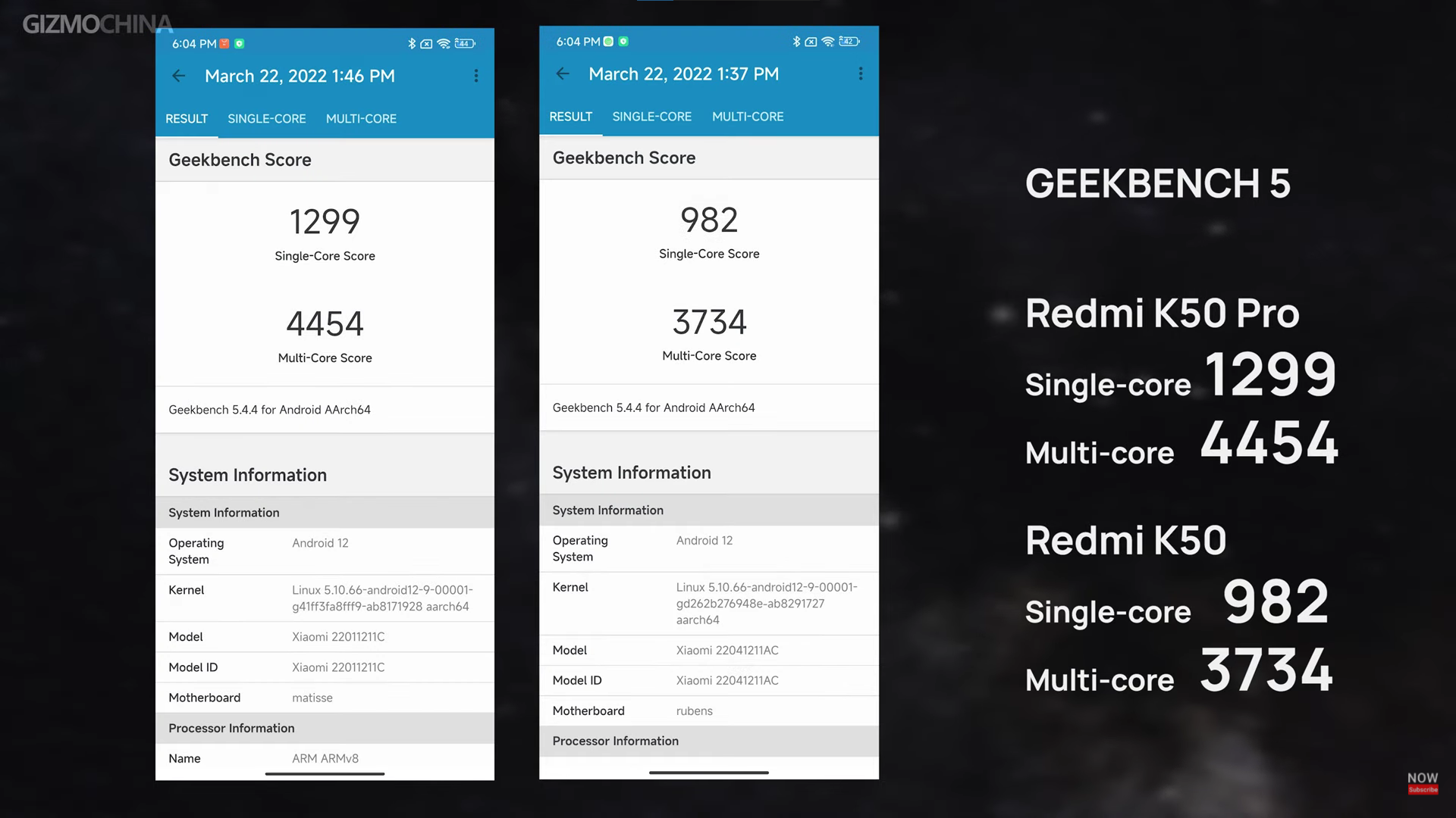 redmi k50 pro geekbench