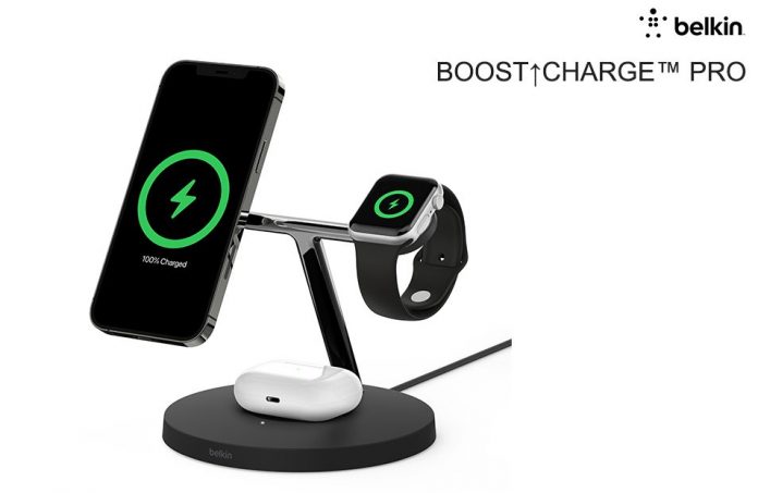 Belkin BOOST CHARGE PRO 3-in-1 Wireless Charging Stand with MagSafe ...