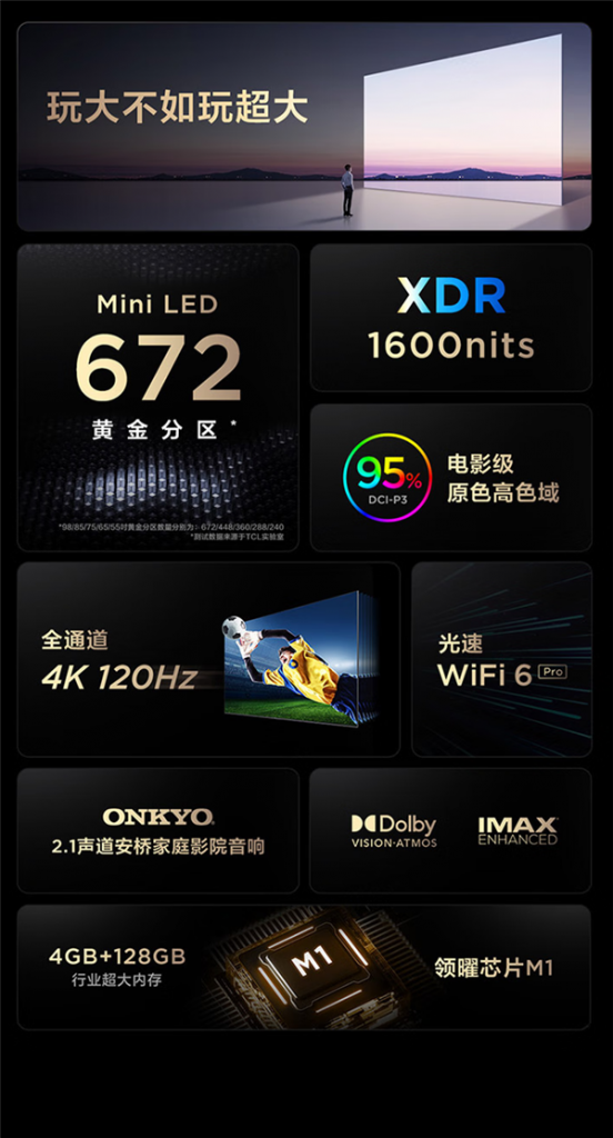 TCL Q10G Mini LED TV with a 98