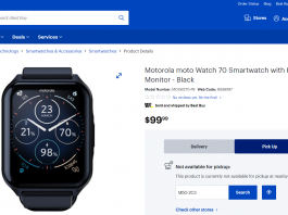 Motorola Moto Watch 70 Smartwatch, Black