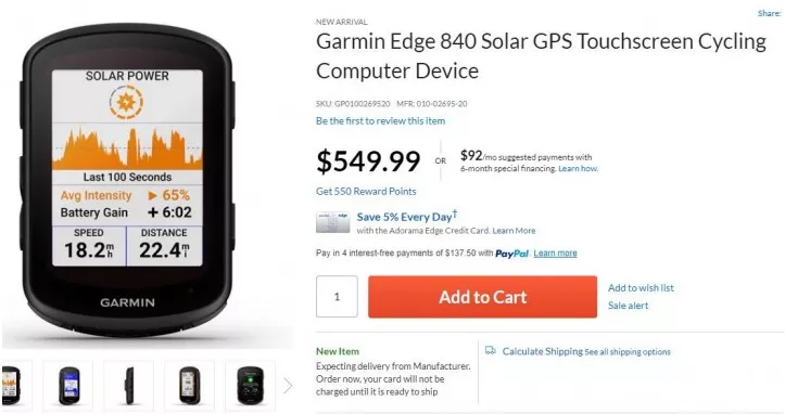 Garmin Edge 540, 840 Solar Series
