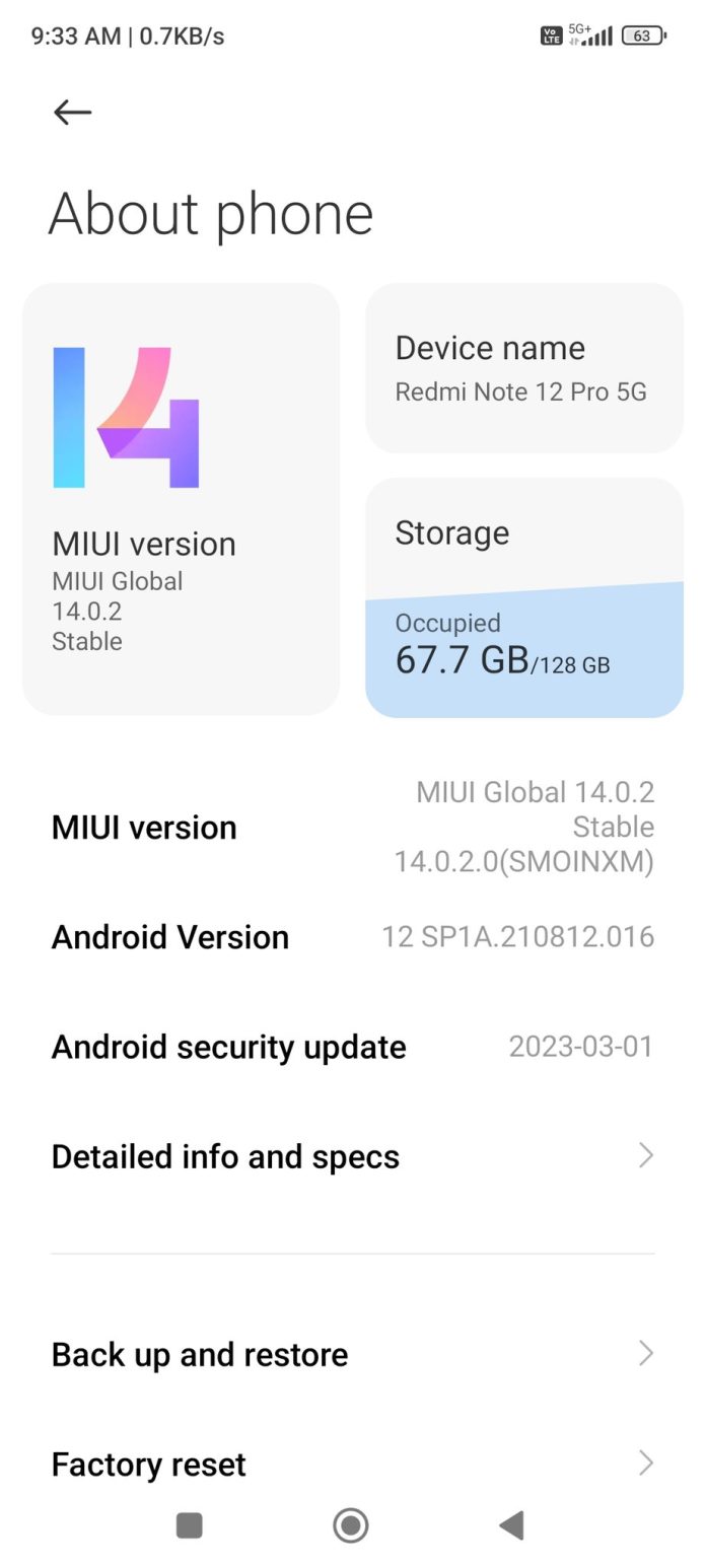 redmi note 12 pro 5g miui version