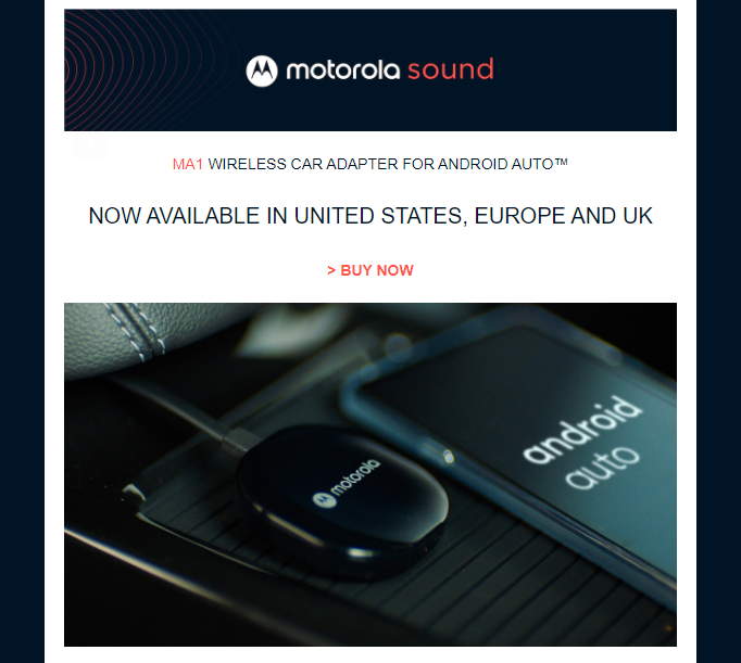 The Motorola MA1 Wireless Android Auto Adapter is now in stock at