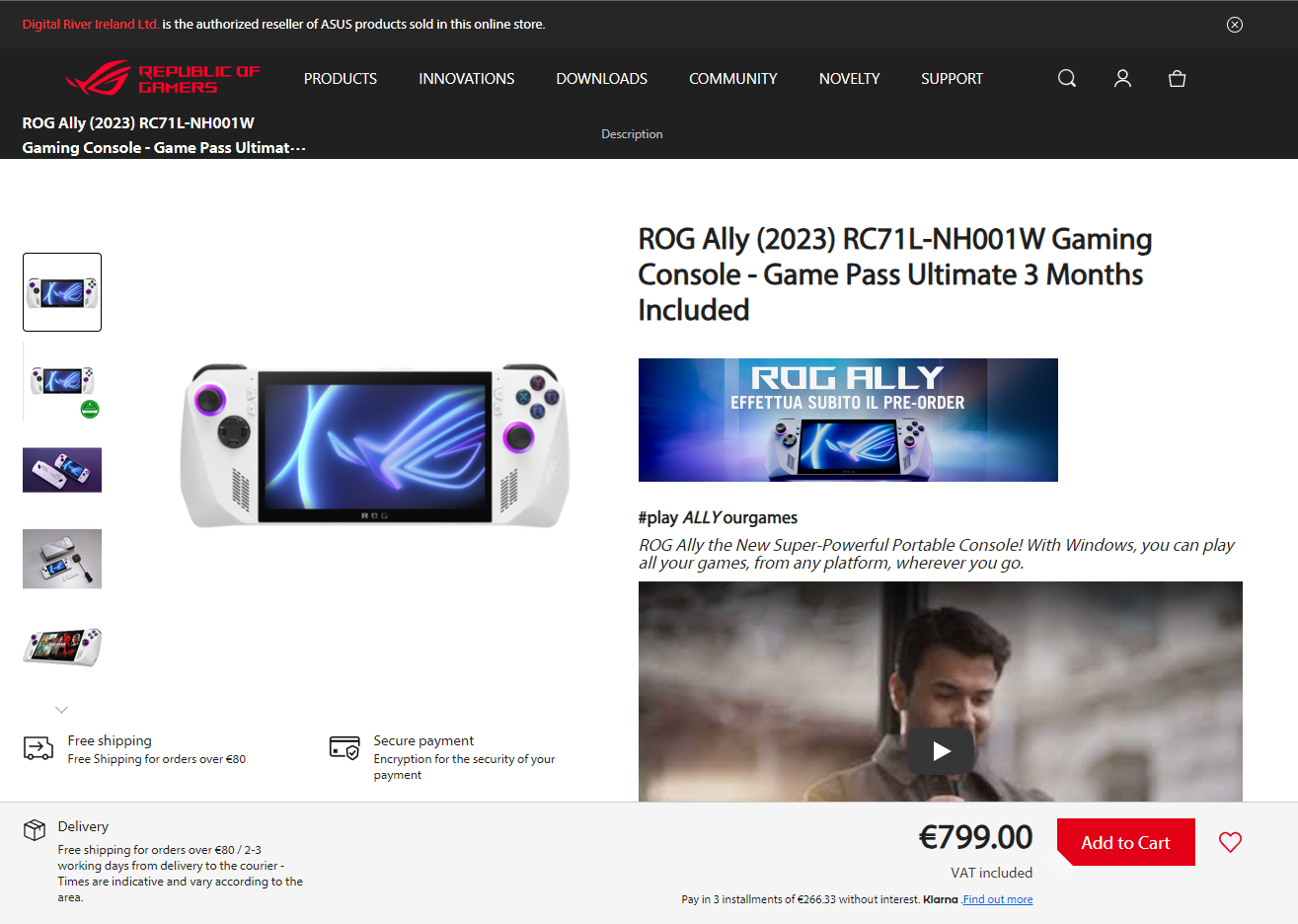 Asus Rog Ally Handheld Console Hits Store Shelves In Italy Wider Eu Rollout Expected Soon 5597