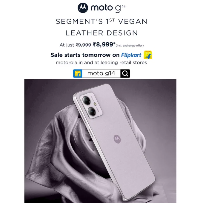 Motorola Moto G14 launched in India with FHD+ display, 50MP camera, dual  speakers, and more - Gizmochina