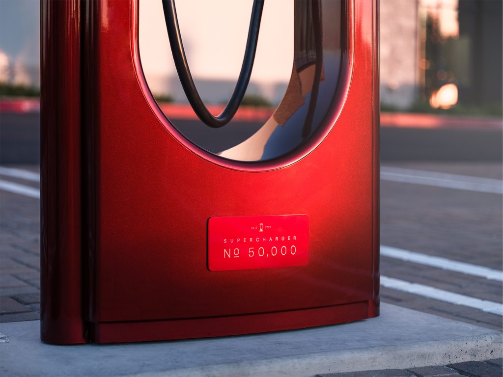 Tesla S 50 000th Supercharger Looks Stunning In Ultra Red Gizmochina