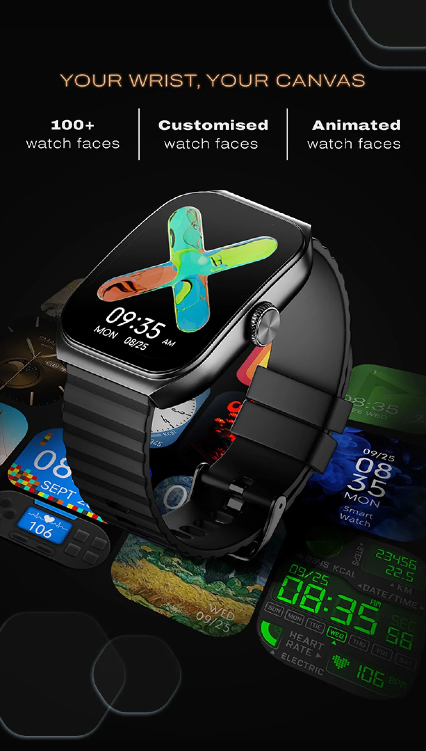 Noise ColorFit Hexa AMOLED smartwatch with AOD, Bluetooth Calling ...