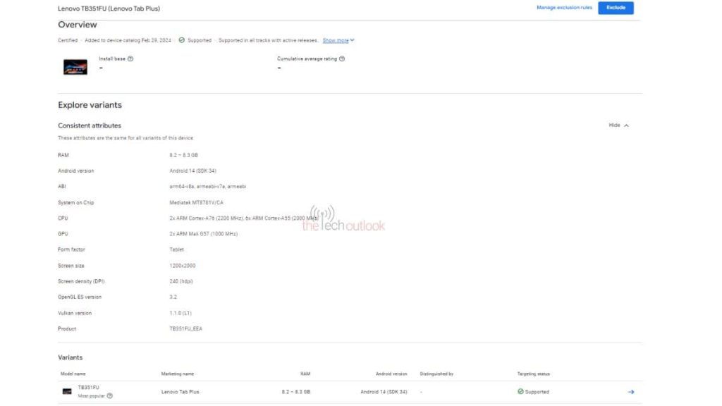 Lenovo Tab Plus 2024 spotted on Google Play Console confirming it is a