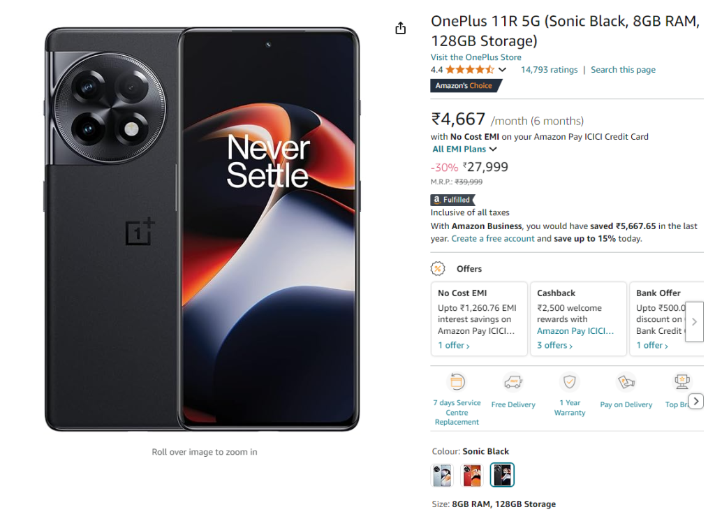 OnePlus 11R Amazon offer