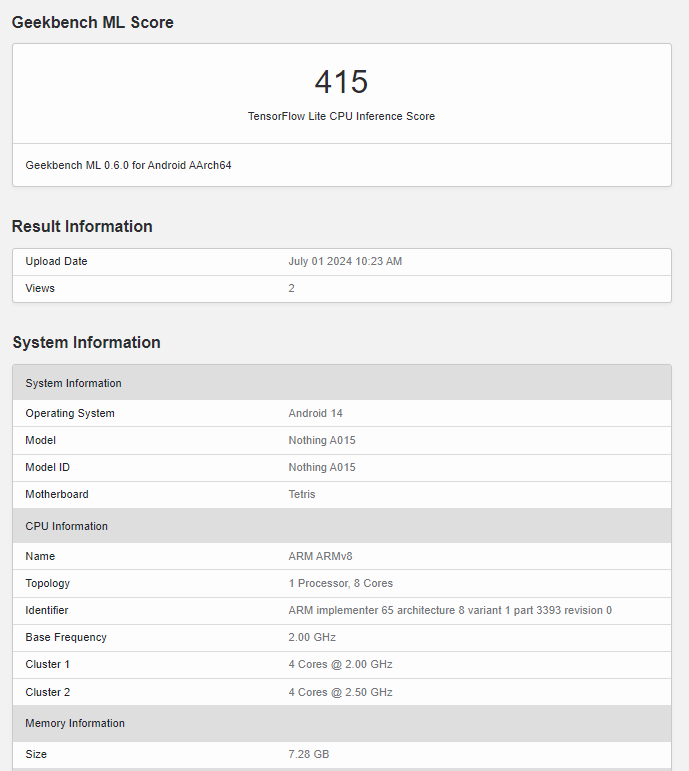 CMF Phone 1 Geekbench