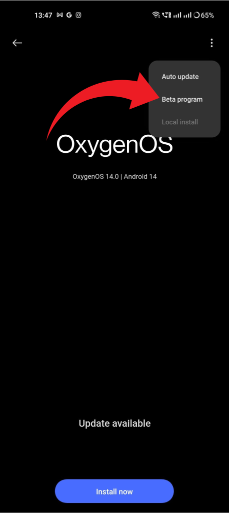 OxygenOS 15 beta aberto